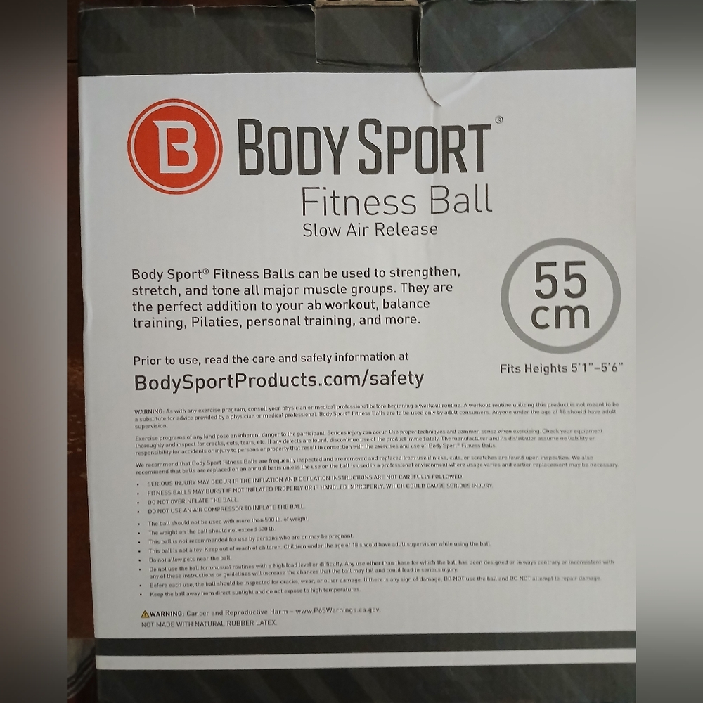 NWOT BODY SPORT FITNESS BALL 55CM - Picture 3 of 4